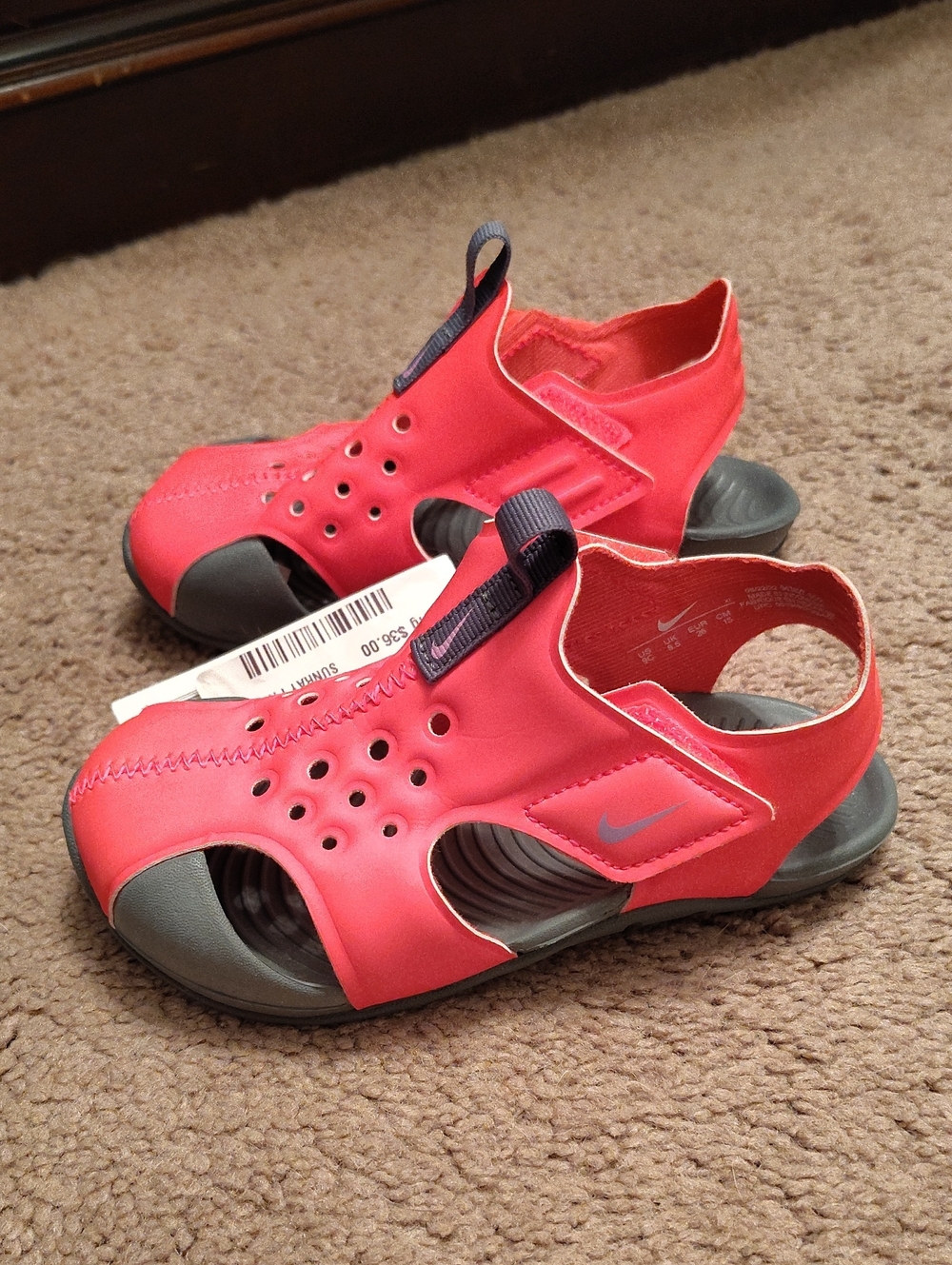 Nike Kids Bright Pink and Gray Sport Sandals
